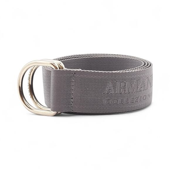 Armani Collezioni Fabric with Metal Double Ring Buckle Gray Belt - New - Picture 1 of 4